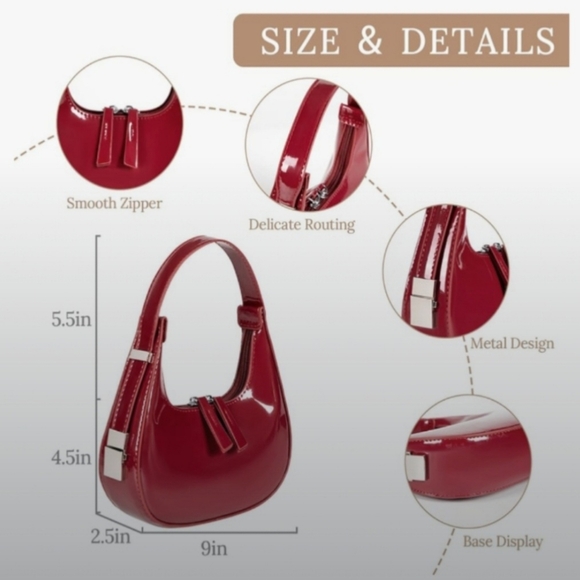 Elegant Red Women's Shoulder Bag, New In Bag. - Picture 2 of 4